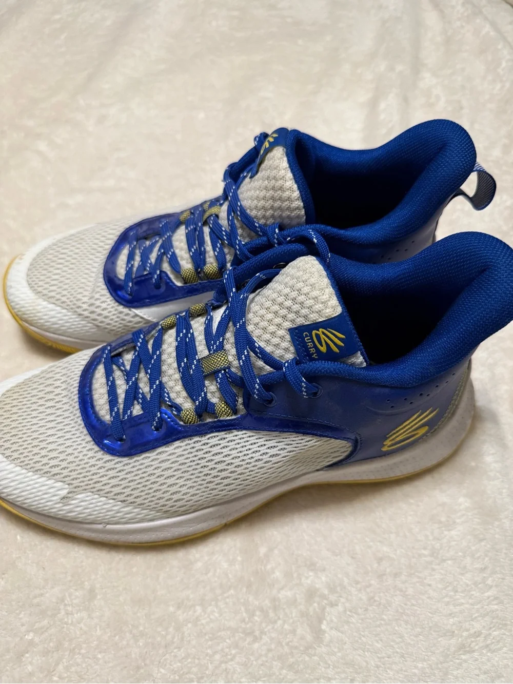 Under Armour Curry 3Z6 Warriors Men's Basketball Shoes Blue White Yellow Size 8